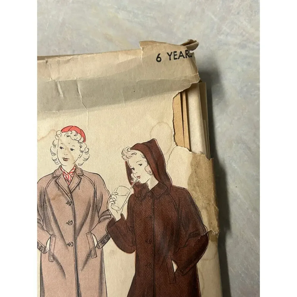 Vintage 1940's Vogue‎ Pattern #2267 Children's Coat Size 6 Years